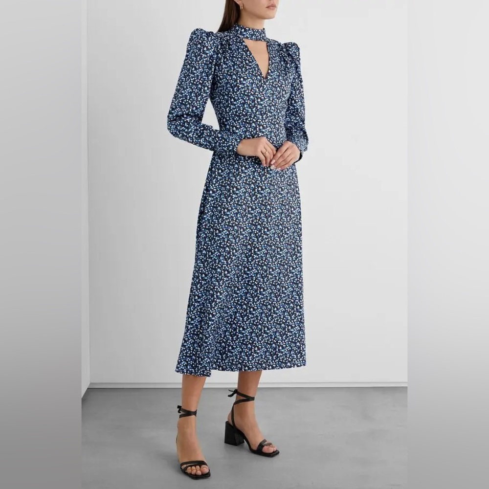 Iris & Ink Agatha cutout printed satin-twill midi‎ dress